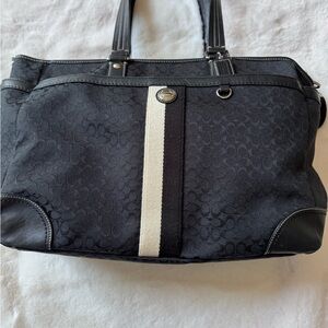 Coach Black Embossed Signature Diaper Bag